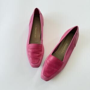 O Angiolini Flat Shoes Womens Size 7.5 Pink Leather Loafer Slip On Square Toe